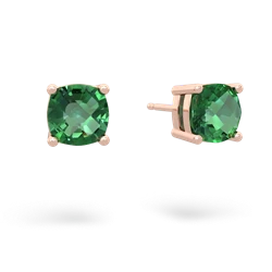 Lab Emerald 6Mm Checkerboard Cushion Stud 14K Rose Gold earrings E1796