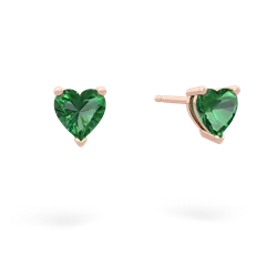 Lab Emerald 5Mm Heart Stud 14K Rose Gold earrings E1861