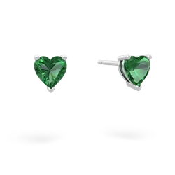 Lab Emerald 5Mm Heart Stud 14K White Gold earrings E1861