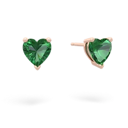 Lab Emerald 6Mm Heart Stud 14K Rose Gold earrings E1862