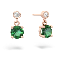 Lab Emerald Diamond Drop 6Mm Round 14K Rose Gold earrings E1986