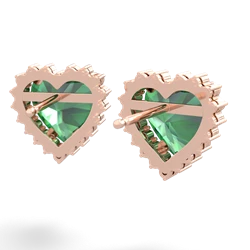 Lab Emerald Sparkling Halo Heart 14K Rose Gold earrings E0391