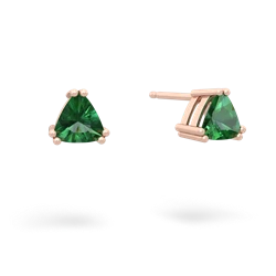 Lab Emerald 5Mm Trillion Stud 14K Rose Gold earrings E1858