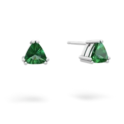 Lab Emerald 5Mm Trillion Stud 14K White Gold earrings E1858