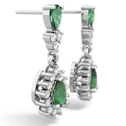 Lab Emerald Halo Pear Dangle 14K White Gold earrings E1882