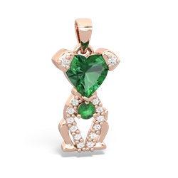 Lab Emerald Puppy Love 14K Rose Gold pendant P5800