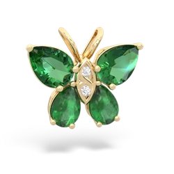 Lab Emerald Butterfly 14K Yellow Gold pendant P2215