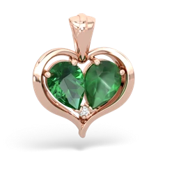 Lab Emerald Two Become One 14K Rose Gold pendant P5330