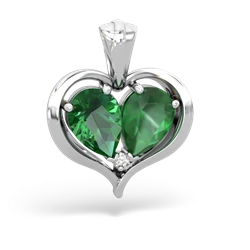 Lab Emerald Two Become One 14K White Gold pendant P5330