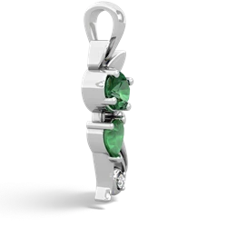 Lab Emerald Kitten 14K White Gold pendant P5780