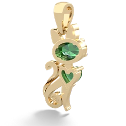 Lab Emerald Kitten 14K Yellow Gold pendant P5780