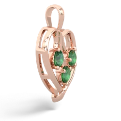 Lab Emerald Glowing Heart 14K Rose Gold pendant P2233