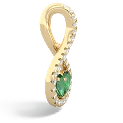 Lab Emerald Pave Twist 'One Heart' 14K Yellow Gold pendant P5360