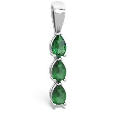 Lab Emerald Dew Drops 14K White Gold pendant P2251