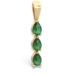 Lab Emerald Dew Drops 14K Yellow Gold pendant P2251