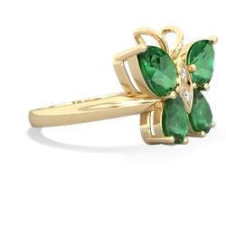 Lab Emerald Butterfly 14K Yellow Gold ring R2215