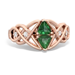 Lab Emerald Keepsake Celtic Knot 14K Rose Gold ring R5300