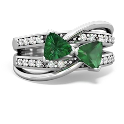 Lab Emerald Bowtie 14K White Gold ring R2360