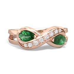 Lab Emerald Diamond Infinity 14K Rose Gold ring R5390