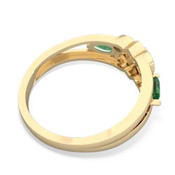 Lab Emerald Hearts Intertwined 14K Yellow Gold ring R5880