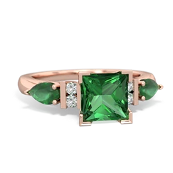 Lab Emerald 6Mm Princess Eternal Embrace Engagement 14K Rose Gold ring C2002