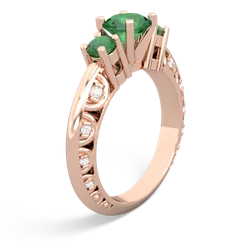 Lab Emerald Art Deco Eternal Embrace Engagement 14K Rose Gold ring C2003