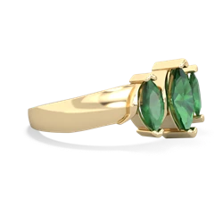 Lab Emerald Three Peeks 14K Yellow Gold ring R2433