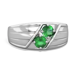 Lab Emerald Men's Streamline 14K White Gold ring R0460