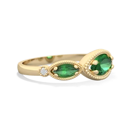 Lab Emerald Milgrain Marquise 14K Yellow Gold ring R5700