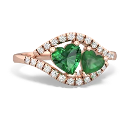 Lab Emerald Mother And Child 14K Rose Gold ring R3010