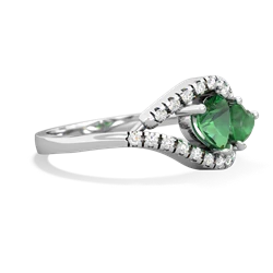 Lab Emerald Mother And Child 14K White Gold ring R3010