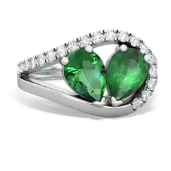 Lab Emerald Nestled Heart Keepsake 14K White Gold ring R5650