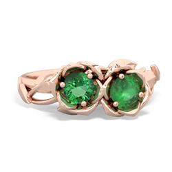 Lab Emerald Rose Garden 14K Rose Gold ring R5510