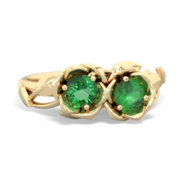 Lab Emerald Rose Garden 14K Yellow Gold ring R5510