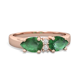 Lab Emerald Pear Bowtie 14K Rose Gold ring R0865