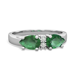 Lab Emerald Pear Bowtie 14K White Gold ring R0865