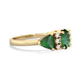 Lab Emerald Antique Style Three Stone 14K Yellow Gold ring R2186