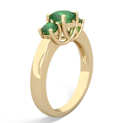 Lab Emerald Three Stone Round Trellis 14K Yellow Gold ring R4018