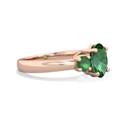 Lab Emerald Three Stone Oval Trellis 14K Rose Gold ring R4024