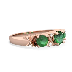 Lab Emerald Hugs And Kisses 14K Rose Gold ring R5016