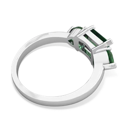 Lab Emerald Three Stone 14K White Gold ring R5235