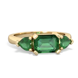 Lab Emerald Three Stone 14K Yellow Gold ring R5235