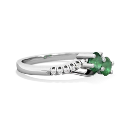 Lab Emerald Infinity Pave Two Stone 14K White Gold ring R5285