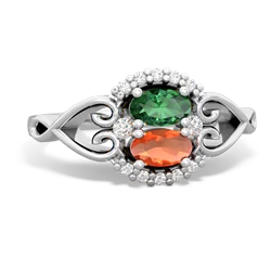 Lab Emerald Love Nest 14K White Gold ring R5860