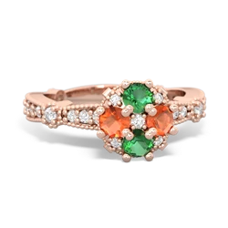 Lab Emerald Sparkling Tiara Cluster 14K Rose Gold ring R26293RD