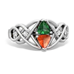 Lab Emerald Keepsake Celtic Knot 14K White Gold ring R5300