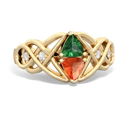 Lab Emerald Keepsake Celtic Knot 14K Yellow Gold ring R5300