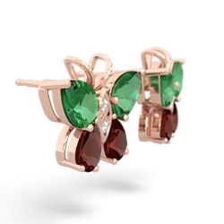 Lab Emerald Butterfly 14K Rose Gold earrings E2215