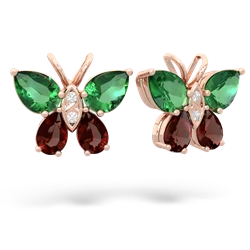 Lab Emerald Butterfly 14K Rose Gold earrings E2215