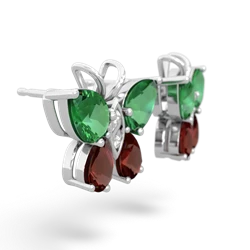 Lab Emerald Butterfly 14K White Gold earrings E2215